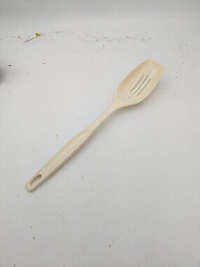 Vintage Foley #1 Almond Nylon Plastic Slotted Spoon 11"